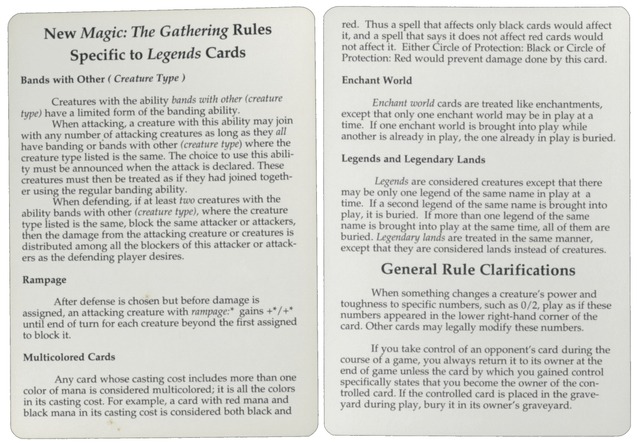 Legends Rules Card